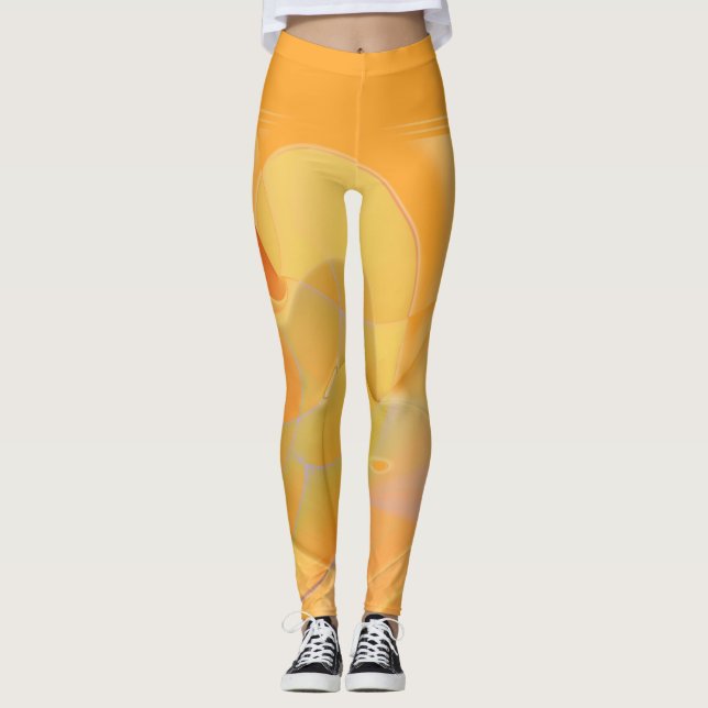 Mustard Gult Swirls Leggings (Framsida)