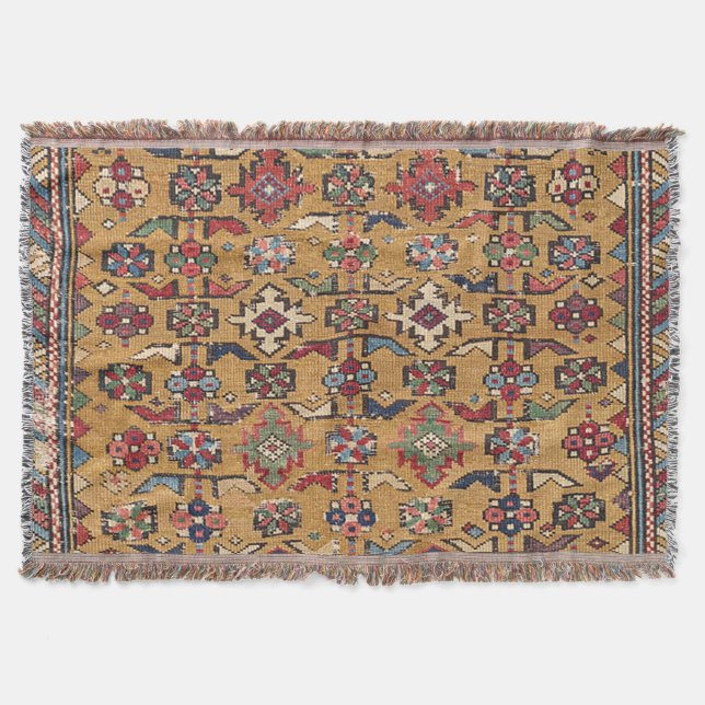 Mustard Khyrdagyd 1800-talets färgstarka Mörk Röd Filt (Framsidan)