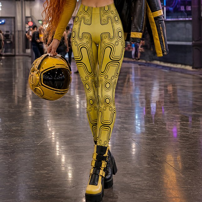 Mustard Mekanisk Android 1980-tals Futuristisk Rob Leggings (Skapare uppladdad)