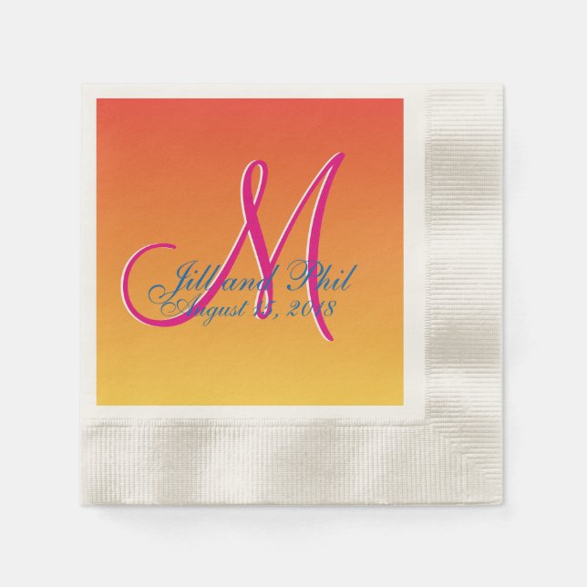 Mustard Monogram Sunset Pappersservett (Framsidan)