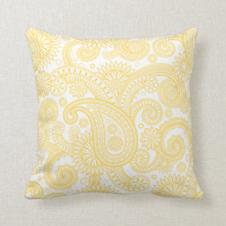 Mustard Paisley Blommigt Swirl Kudde