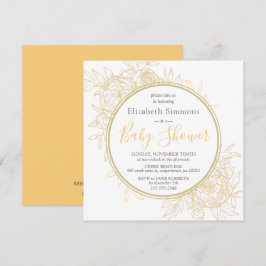 Mustard Peony Modern Blommigt Toile Baby Shower Inbjudningar
