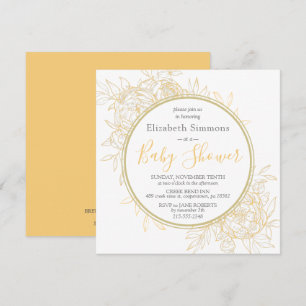 Mustard Peony Modern Blommigt Toile Baby Shower Inbjudningar