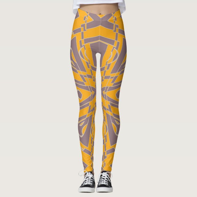 Mustard plommon för förbudsruta leggings (Framsida)