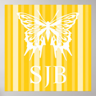 Mustard Victorian Dam Rand med Butterfly Poster