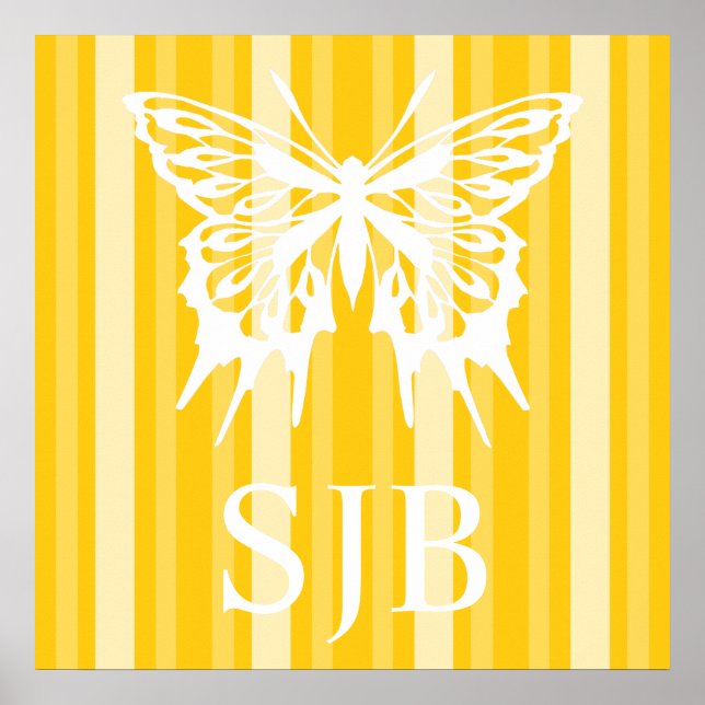 Mustard Victorian Dam Rand med Butterfly Poster (Framsidan)