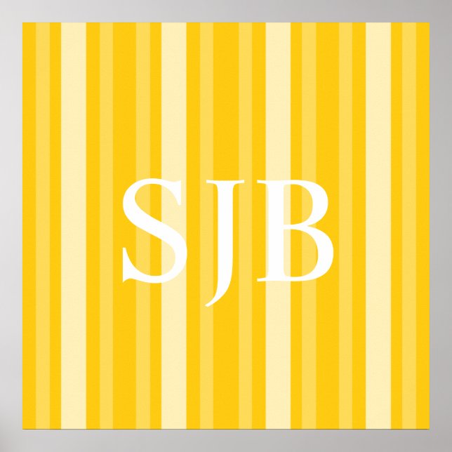 Mustard Victorian Dam Rand med Monogram Poster (Framsidan)