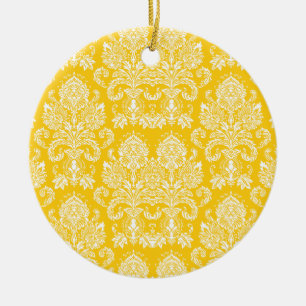 Mustard Victorian Damask Julgransprydnad Keramik