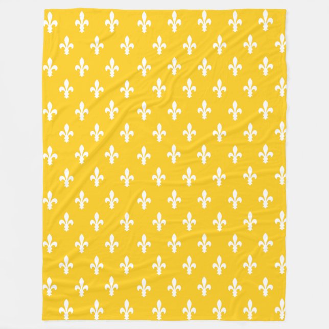 Mustard Victorian Fleur de Lys Fleecefilt (Framsidan)