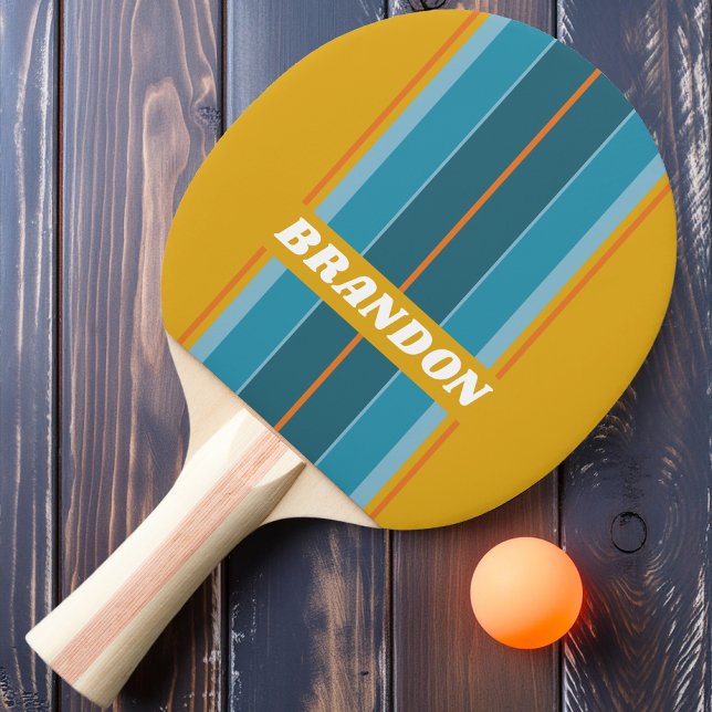 Mustard Wave Board Ränder med namn Pingisracket (Skapare uppladdad)