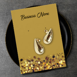 Mustard yellow gold QR code earring display card Visitkort