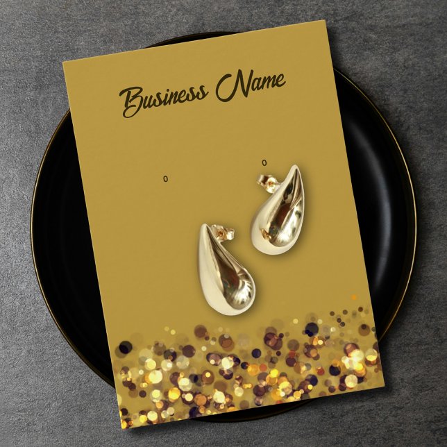 Mustard yellow gold QR code earring display card Visitkort (Mustard yellow gold QR code earring display card)