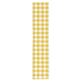 Mustard Yellow Plaid Gingham Retro Table Runner