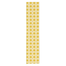Mustard Yellow Plaid Shamrock Clover Table Runner