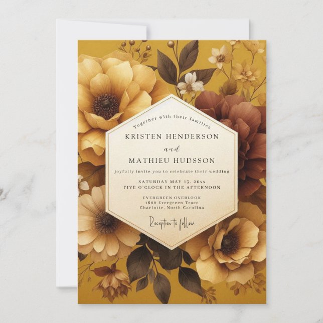 Mustard Yellow Rich Autumnal Wedding Inbjudningar (Framsida)