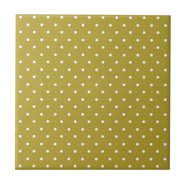  Mustard yellow white polka dots pattern  Kakelplatta (Framsidan)