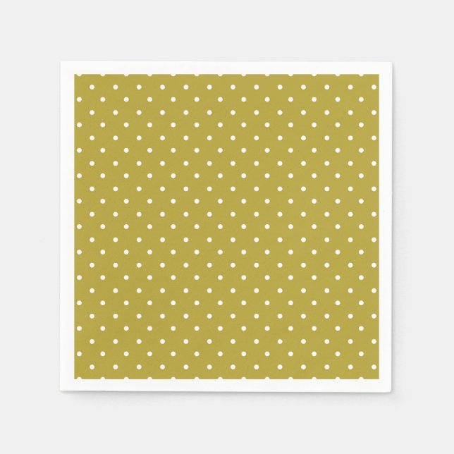  Mustard yellow white polka dots pattern  Pappersservett (Framsidan)