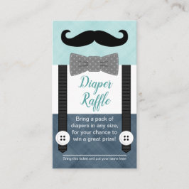mustasch baby blöjare raffle biljett mint navy blu tilläggskort