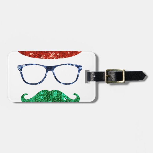 mustasch, christmas hipster mustache bagagebricka (Horisontell Framsida)