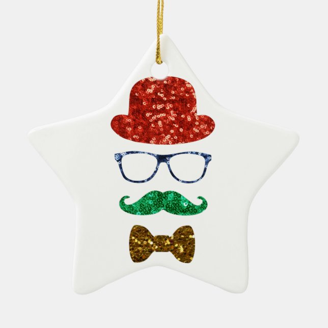 mustasch, christmas hipster mustache julgransprydnad keramik (Framsidan)