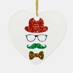 mustasch, christmas hipster mustache julgransprydnad keramik