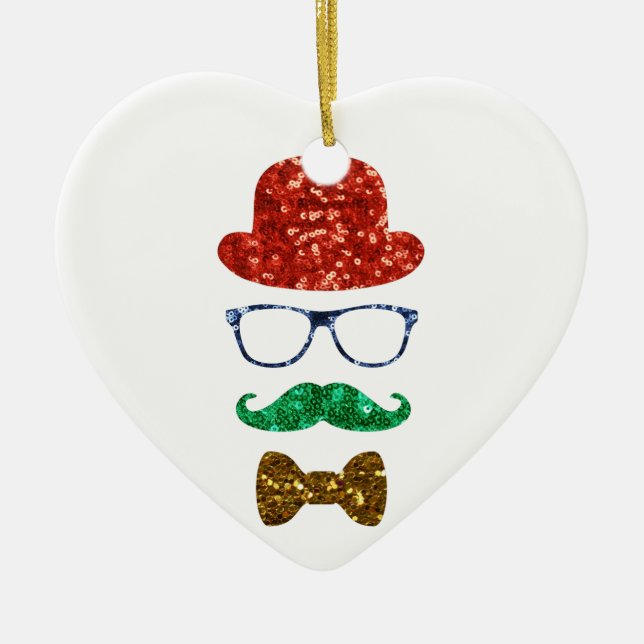 mustasch, christmas hipster mustache julgransprydnad keramik (Framsidan)