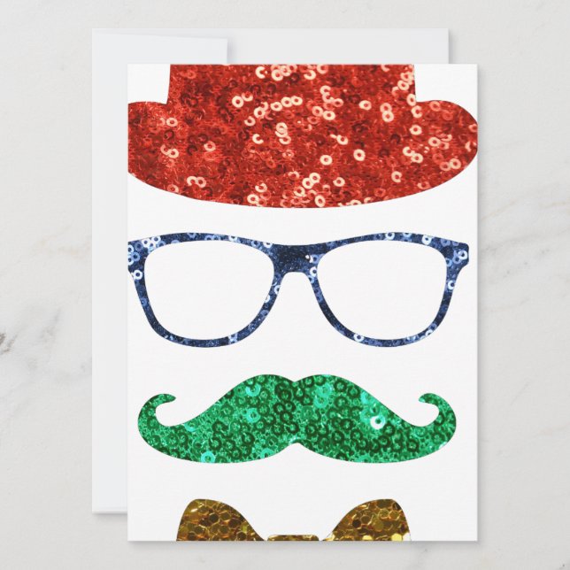 mustasch, christmas hipster mustache julkort (Framsida)