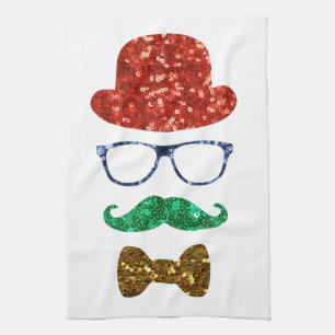 mustasch, christmas hipster mustache kökshandduk