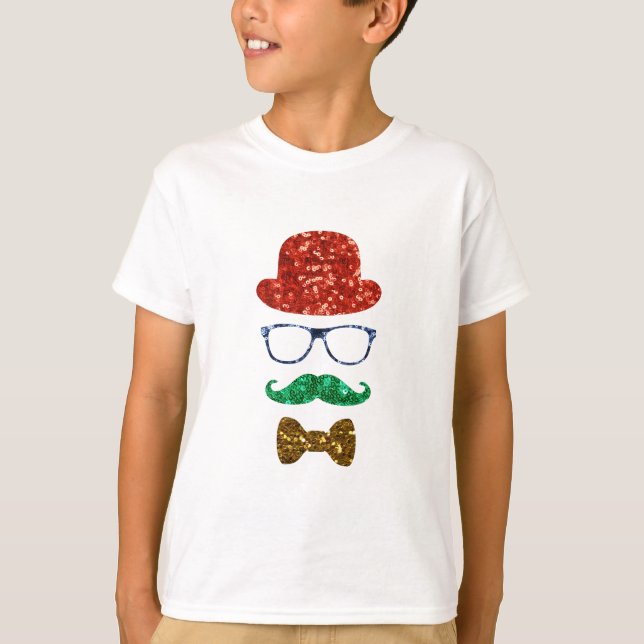 mustasch, christmas hipster mustache tee (Framsida)