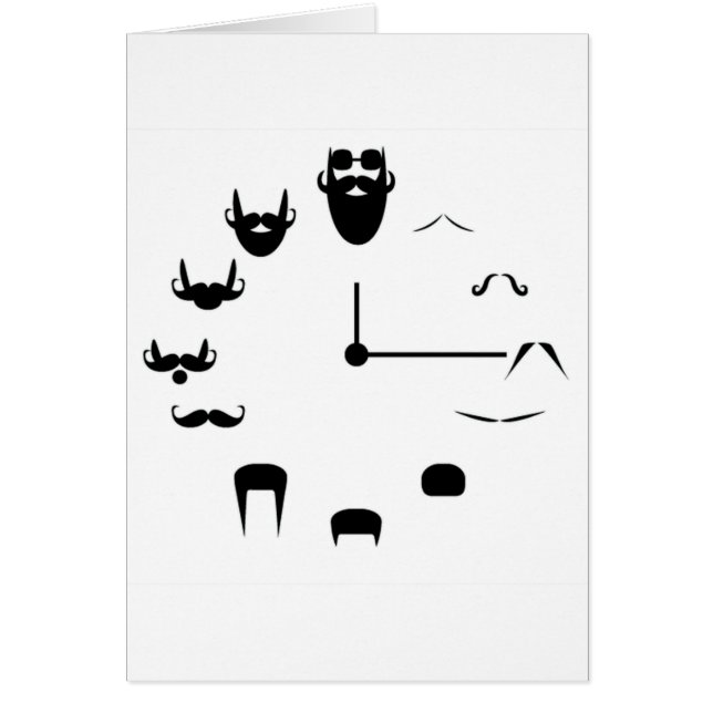 Mustasch Clockface Hälsningskort (Framsidan)