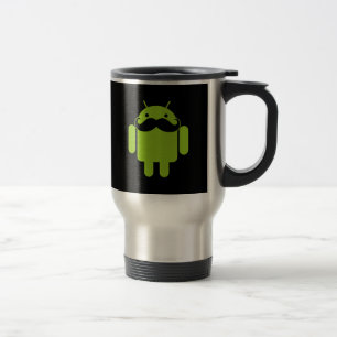 Mustasch för Androidrobotsymbol på svart Resemugg