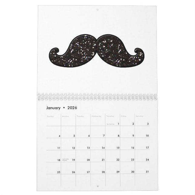 MUSTASCH FÖR ROLIGTSVARTGLITTER KALENDER (Jan 2026)