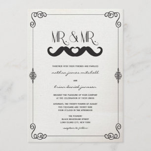Mustasch Kärlek Herr & Herr Vintage Pappers Gay Br Inbjudningar