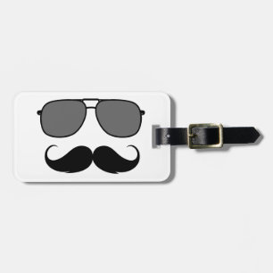 mustasch och glas bagagebricka