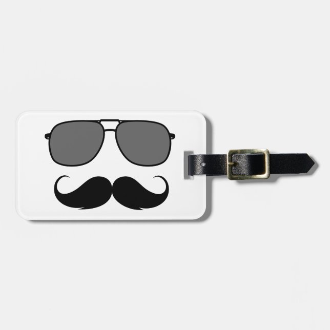 mustasch och glas bagagebricka (Horisontell Framsida)