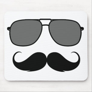 mustasch och glas musmatta