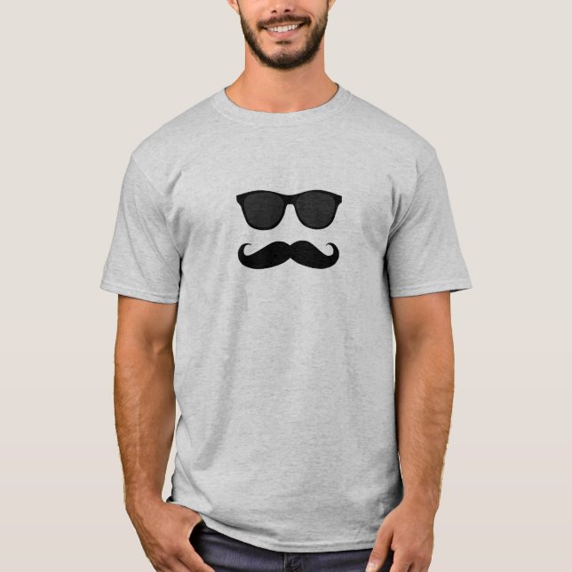 Mustasch och solglasögon t shirt (Framsida)