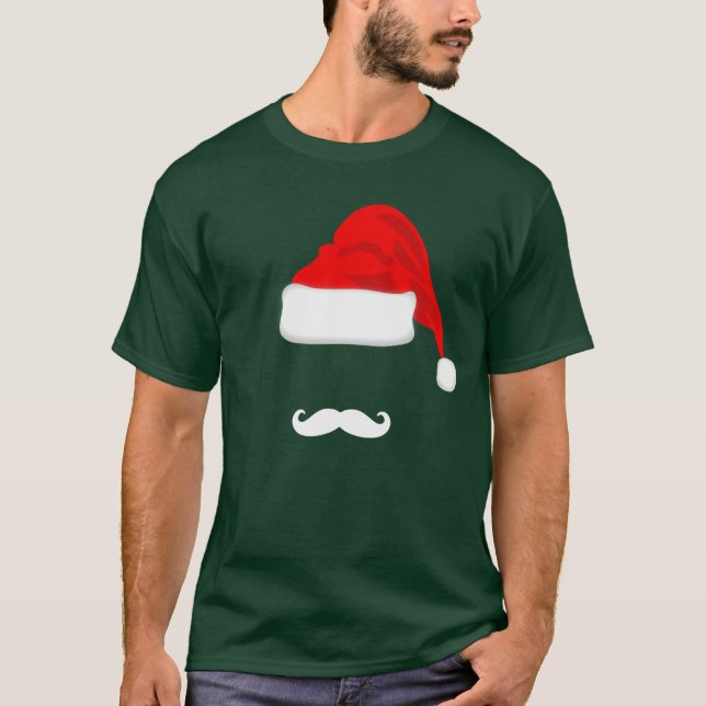 Mustasch och T-tröja för Santa hattjul Tee (Framsida)