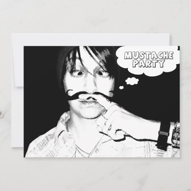 mustasch party: tecknad inbjudningar (Framsida)