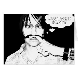 mustasch party: tecknad stache hälsningskort