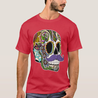 Mustasch Socker Skalle Färgversion T Shirt