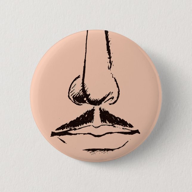 Mustasch surrealistiska Pinback Knapp (Framsida)