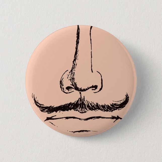 Mustasch surrealistiska Pinback Knapp (Framsida)
