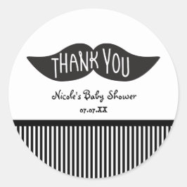 Mustasch Svart & Vit Tack Partydekaler Runt Klistermärke