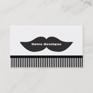 Mustasch Svart & Vita Ränder Retro Visitkort