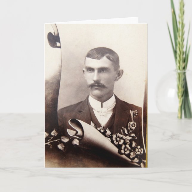 Mustasch Tintype Kort (Framsida)