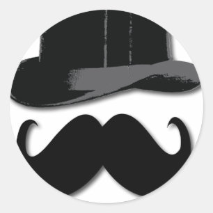 mustasch, top hat, bukhinna och pärlor runt klistermärke