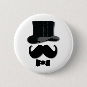 mustasch, top hat, fluga och pärlor knapp
