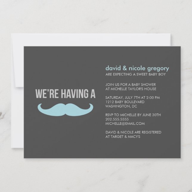 Mustaschbaby shower inbjudningar (Framsida)
