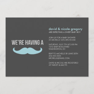 Mustaschbaby shower inbjudningar